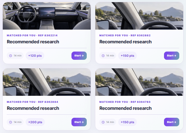 Paid surveys on ReferVoice with time and points
